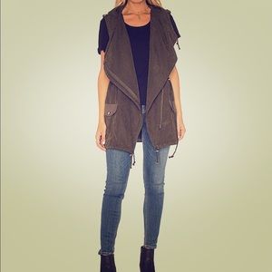 Mink Pink army green long vest parka